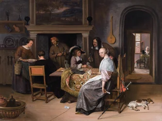 Les joueurs de cartes dans un intérieur